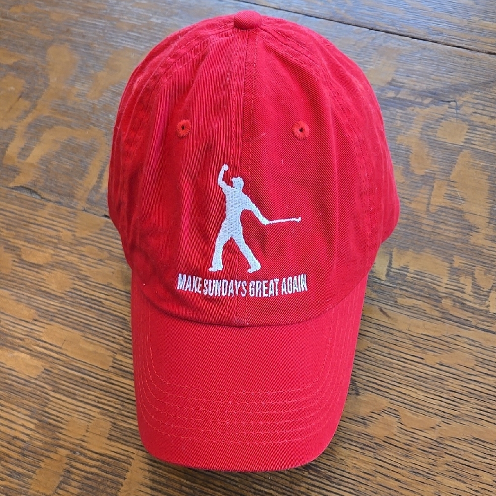 Red Baseball Cap with White Embroidery